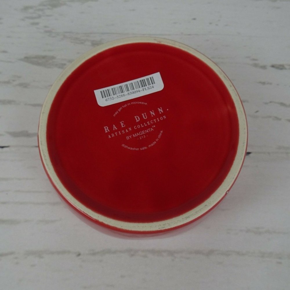 New Rae Dunn "Merry Catmas" Cat Pet Dish Feeding Bowl Red Farmhouse Ceramic - Picture 7 of 8